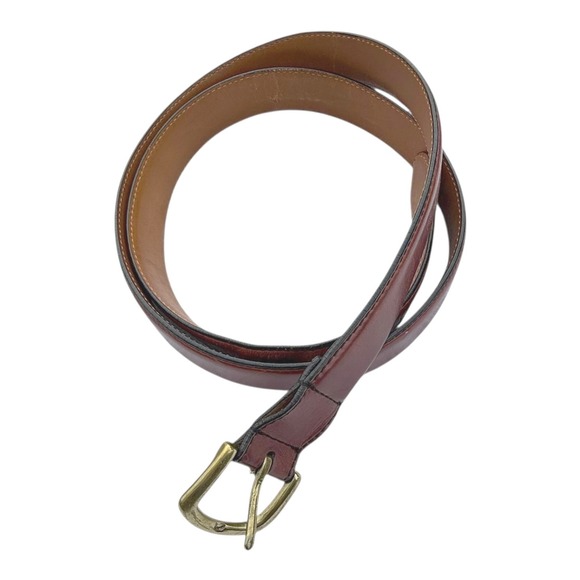 LL Bean Belt Brown Full Grain Leather Brass Buckle Men's Size 42 (flaw) Office - Picture 2 of 8